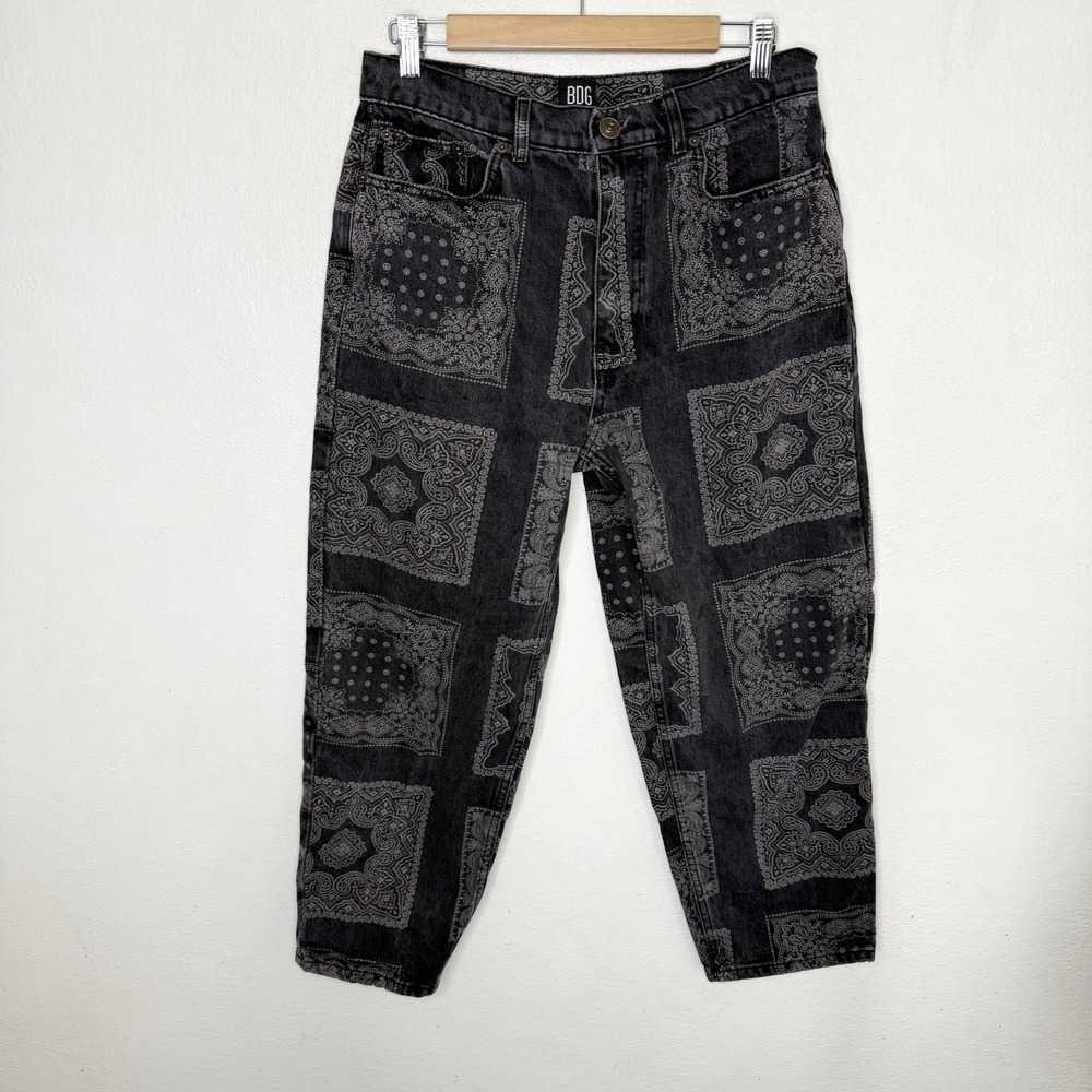 BDG Urban Outfitters Laser Print Bandana Bow‎ Jeans 5 Pocket Black/Gray Men's 30